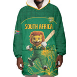 Custom South Africa Wearable Blanket Hoodie Lion Mascot Proteas Cricket