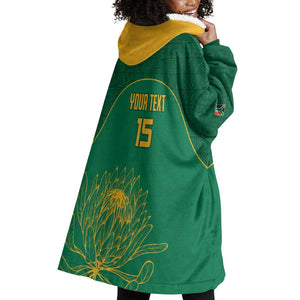 Custom South Africa Wearable Blanket Hoodie Lion Mascot Proteas Cricket