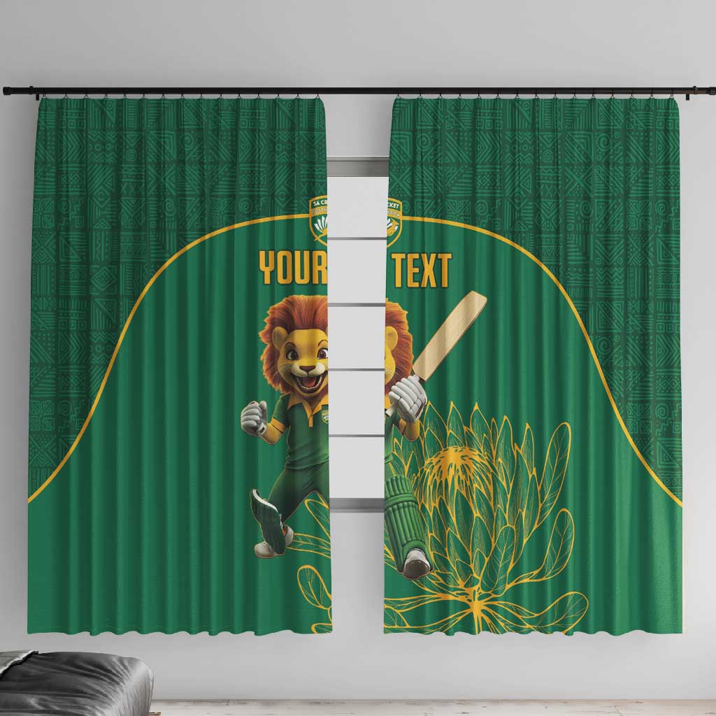 Custom South Africa Window Curtain Lion Mascot Proteas Cricket