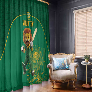 Custom South Africa Window Curtain Lion Mascot Proteas Cricket