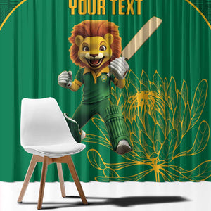 Custom South Africa Window Curtain Lion Mascot Proteas Cricket