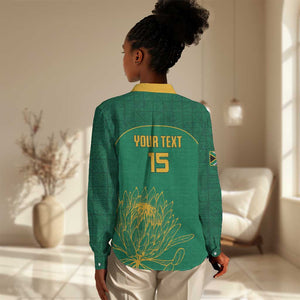 Custom South Africa Women Casual Shirt Lion Mascot Proteas Cricket