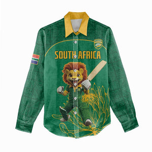 Custom South Africa Women Casual Shirt Lion Mascot Proteas Cricket