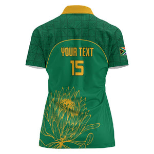 Custom South Africa Women Polo Shirt Lion Mascot Proteas Cricket