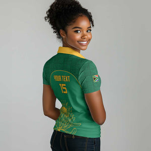 Custom South Africa Women Polo Shirt Lion Mascot Proteas Cricket