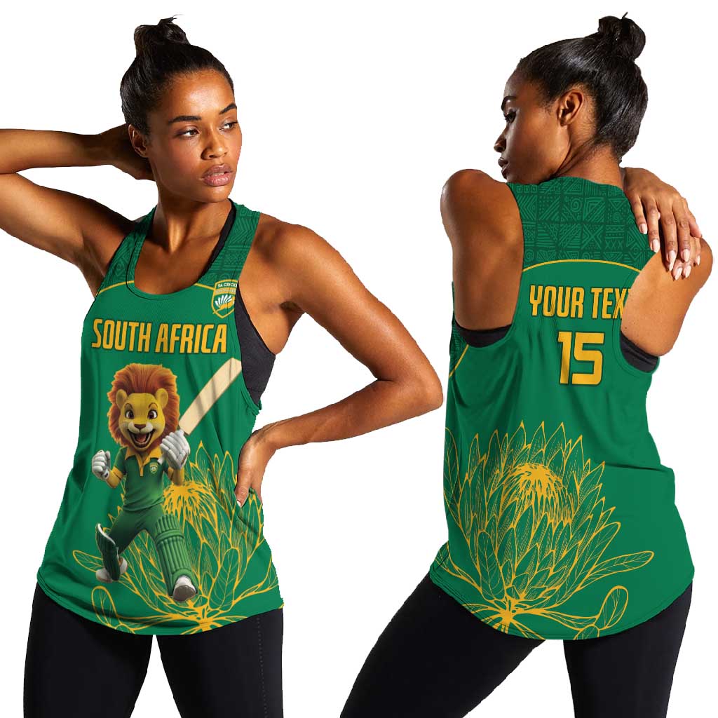 Custom South Africa Women Racerback Tank Lion Mascot Proteas Cricket