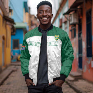 Custom Afro South Africa Cricket Bomber Jacket Go Proteas - African Pattern