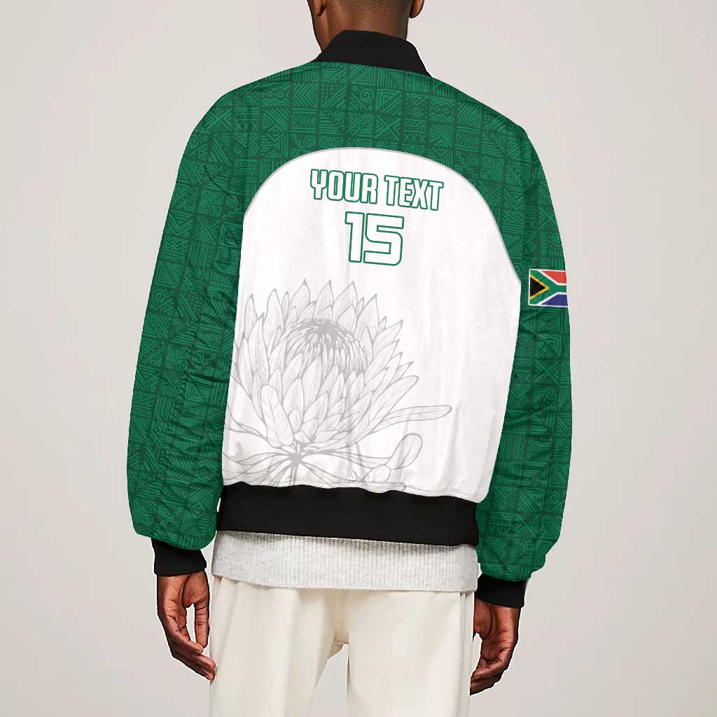Custom Afro South Africa Cricket Bomber Jacket Go Proteas - African Pattern