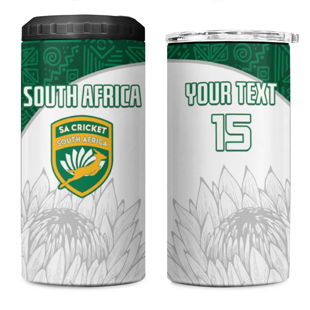 Custom Afro South Africa Cricket 4 in 1 Can Cooler Tumbler Go Proteas - African Pattern