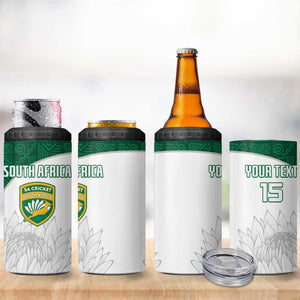 Custom Afro South Africa Cricket 4 in 1 Can Cooler Tumbler Go Proteas - African Pattern