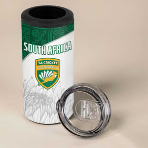 Custom Afro South Africa Cricket 4 in 1 Can Cooler Tumbler Go Proteas - African Pattern