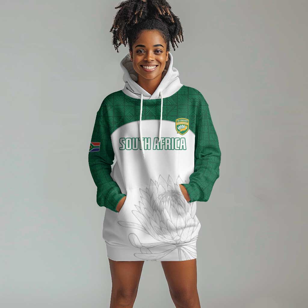 Custom Afro South Africa Cricket Hoodie Dress Go Proteas - African Pattern