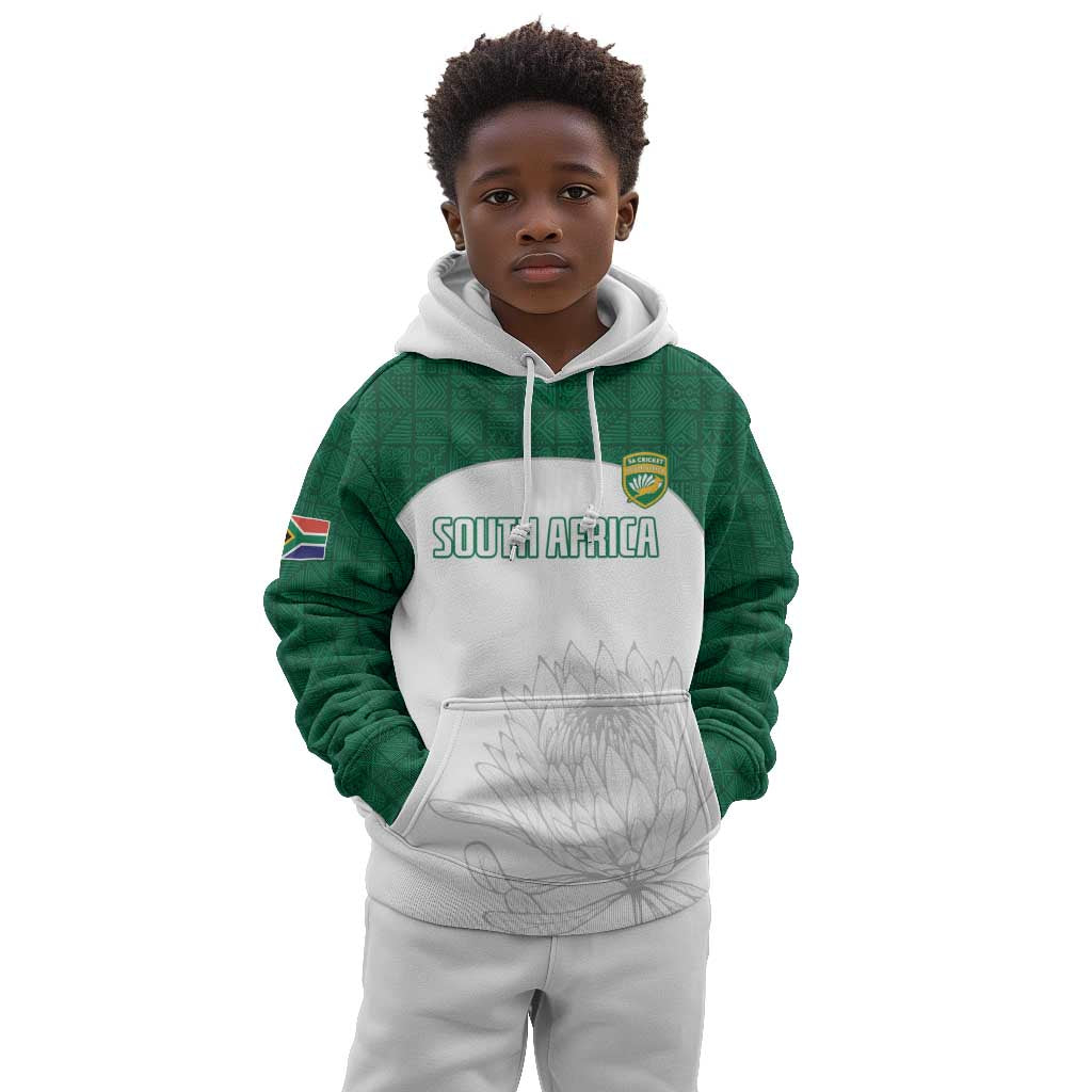 Custom Afro South Africa Cricket Kid Hoodie Go Proteas - African Pattern