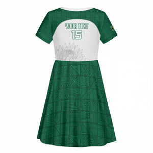 Custom Afro South Africa Cricket Kid Short Sleeve Dress Go Proteas - African Pattern