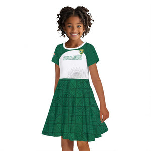 Custom Afro South Africa Cricket Kid Short Sleeve Dress Go Proteas - African Pattern