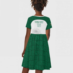 Custom Afro South Africa Cricket Kid Short Sleeve Dress Go Proteas - African Pattern