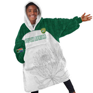 Custom Afro South Africa Cricket Kid Wearable Blanket Hoodie Go Proteas - African Pattern