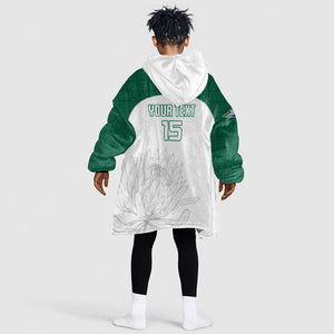 Custom Afro South Africa Cricket Kid Wearable Blanket Hoodie Go Proteas - African Pattern