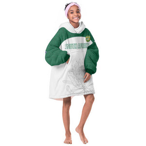 Custom Afro South Africa Cricket Kid Wearable Blanket Hoodie Go Proteas - African Pattern