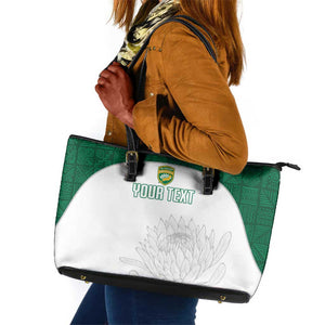 Custom Afro South Africa Cricket Leather Tote Bag Go Proteas - African Pattern