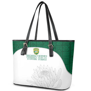 Custom Afro South Africa Cricket Leather Tote Bag Go Proteas - African Pattern