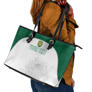 Custom Afro South Africa Cricket Leather Tote Bag Go Proteas - African Pattern