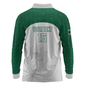 Custom Afro South Africa Cricket Long Sleeve Polo Shirt Go Proteas - African Pattern