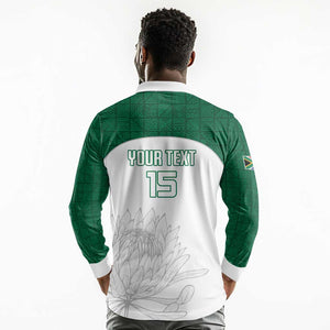 Custom Afro South Africa Cricket Long Sleeve Polo Shirt Go Proteas - African Pattern