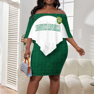 Custom Afro South Africa Cricket Off Shoulder Short Dress Go Proteas - African Pattern