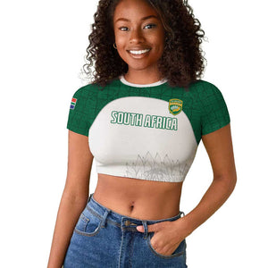 Custom Afro South Africa Cricket Raglan Cropped T shirt Go Proteas - African Pattern