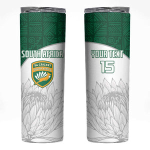 Custom Afro South Africa Cricket Skinny Tumbler Go Proteas - African Pattern