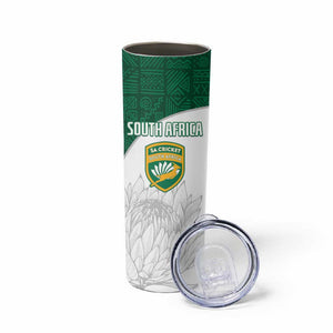 Custom Afro South Africa Cricket Skinny Tumbler Go Proteas - African Pattern