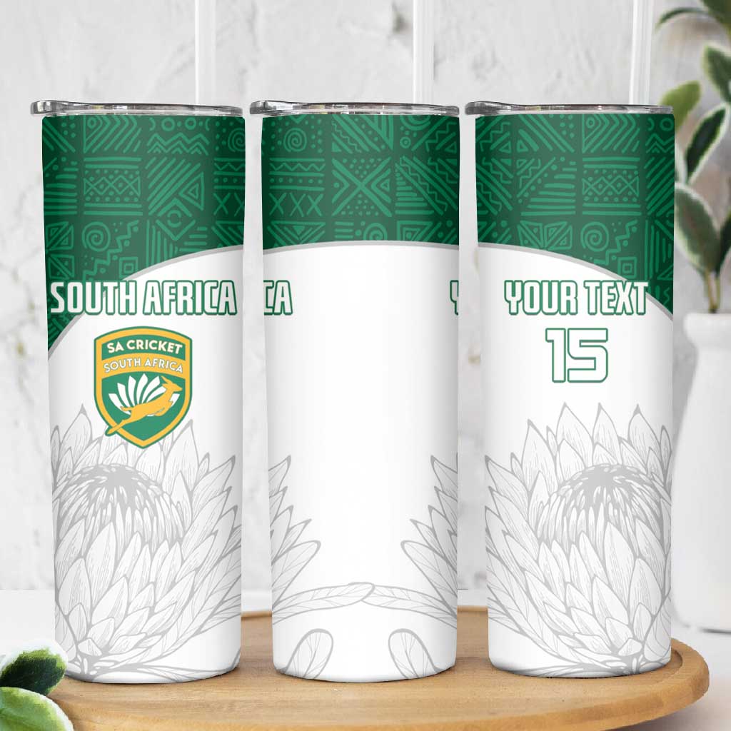 Custom Afro South Africa Cricket Skinny Tumbler Go Proteas - African Pattern