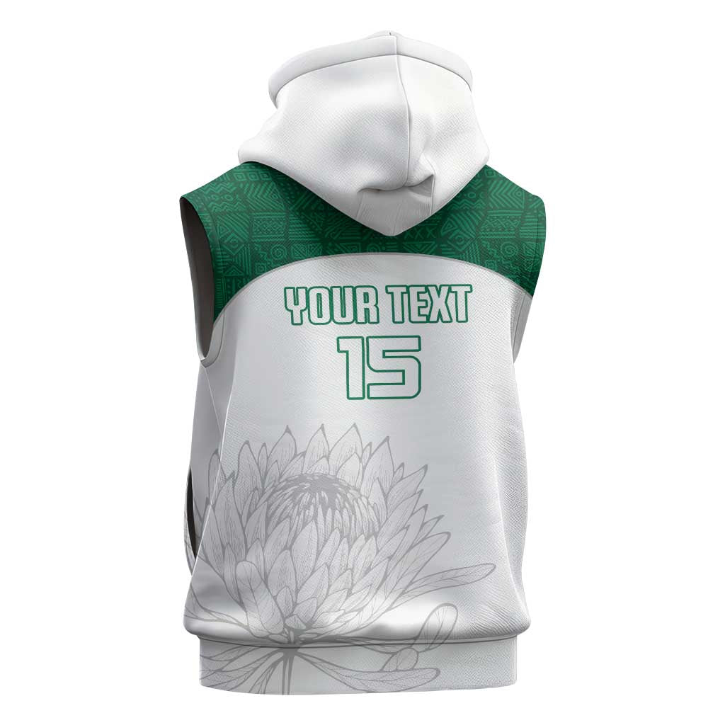 Custom Afro South Africa Cricket Sleeveless Zip Hoodie Go Proteas - African Pattern - African Pride