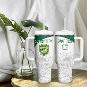 Custom Afro South Africa Cricket Tumbler With Handle Go Proteas - African Pattern