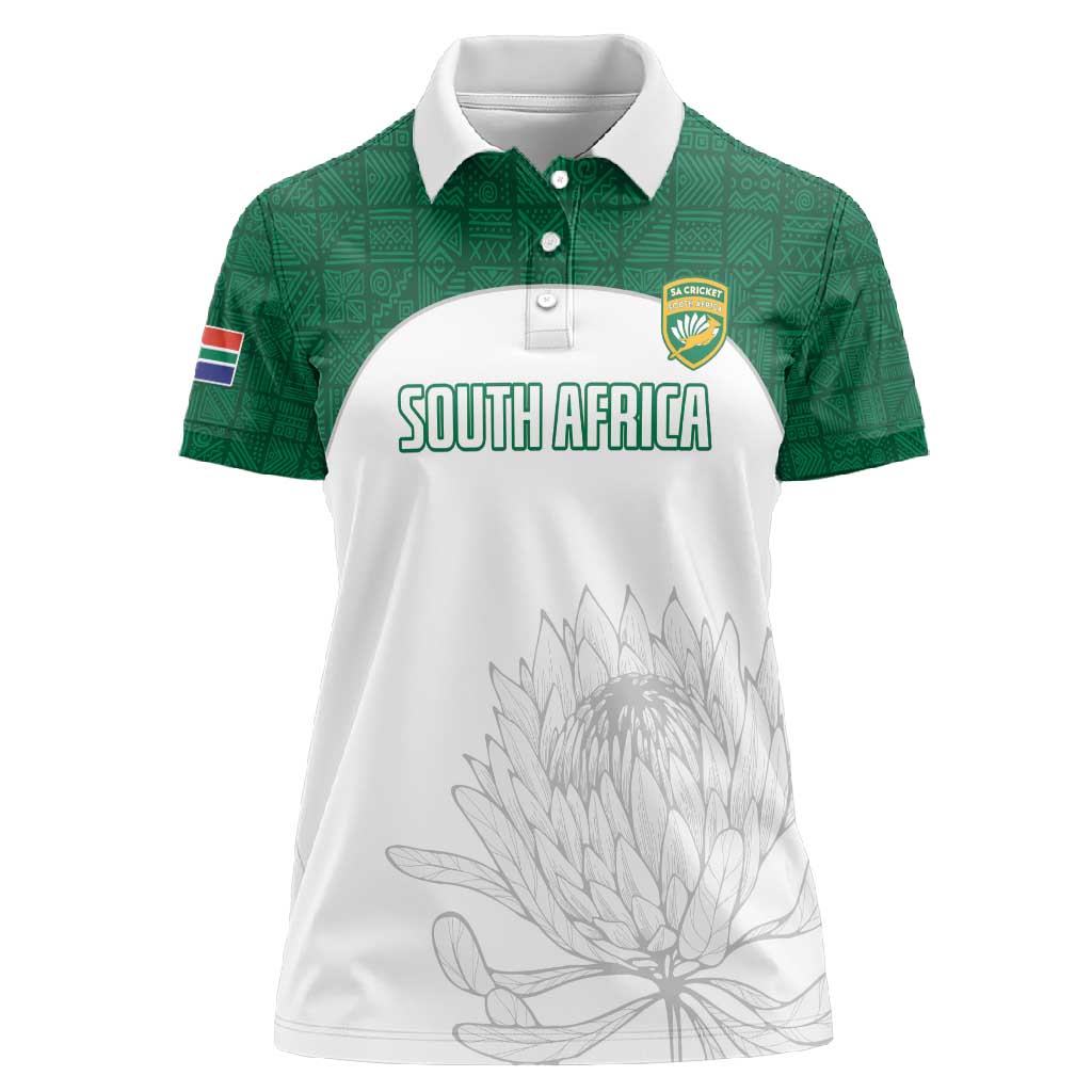 Custom Afro South Africa Cricket Women Polo Shirt Go Proteas - African Pattern