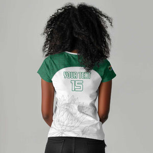 Custom Afro South Africa Cricket Women V-Neck T-Shirt Go Proteas - African Pattern