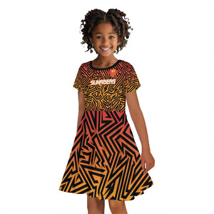 Custom Afro South Africa Cricket Kid Short Sleeve Dress Eastern Cape - Go Sunrisers