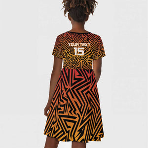 Custom Afro South Africa Cricket Kid Short Sleeve Dress Eastern Cape - Go Sunrisers