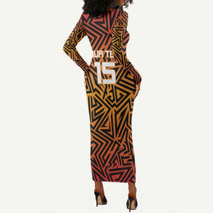 Custom Afro South Africa Cricket Long Sleeve Bodycon Dress Eastern Cape - Go Sunrisers