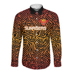 Custom Afro South Africa Cricket Long Sleeve Button Shirt Eastern Cape - Go Sunrisers