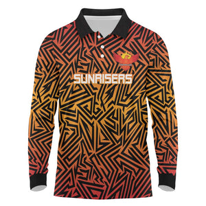 Custom Afro South Africa Cricket Long Sleeve Polo Shirt Eastern Cape - Go Sunrisers