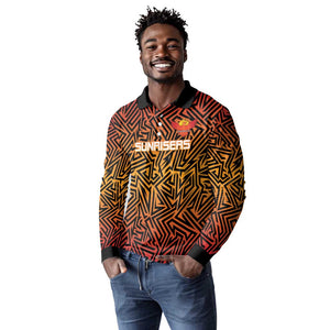 Custom Afro South Africa Cricket Long Sleeve Polo Shirt Eastern Cape - Go Sunrisers