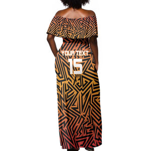 Custom Afro South Africa Cricket Off Shoulder Maxi Dress Eastern Cape - Go Sunrisers