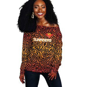 Custom Afro South Africa Cricket Off Shoulder Sweater Eastern Cape - Go Sunrisers