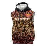 Custom Afro South Africa Cricket Sleeveless Hoodie Eastern Cape - Go Sunrisers - African Pride