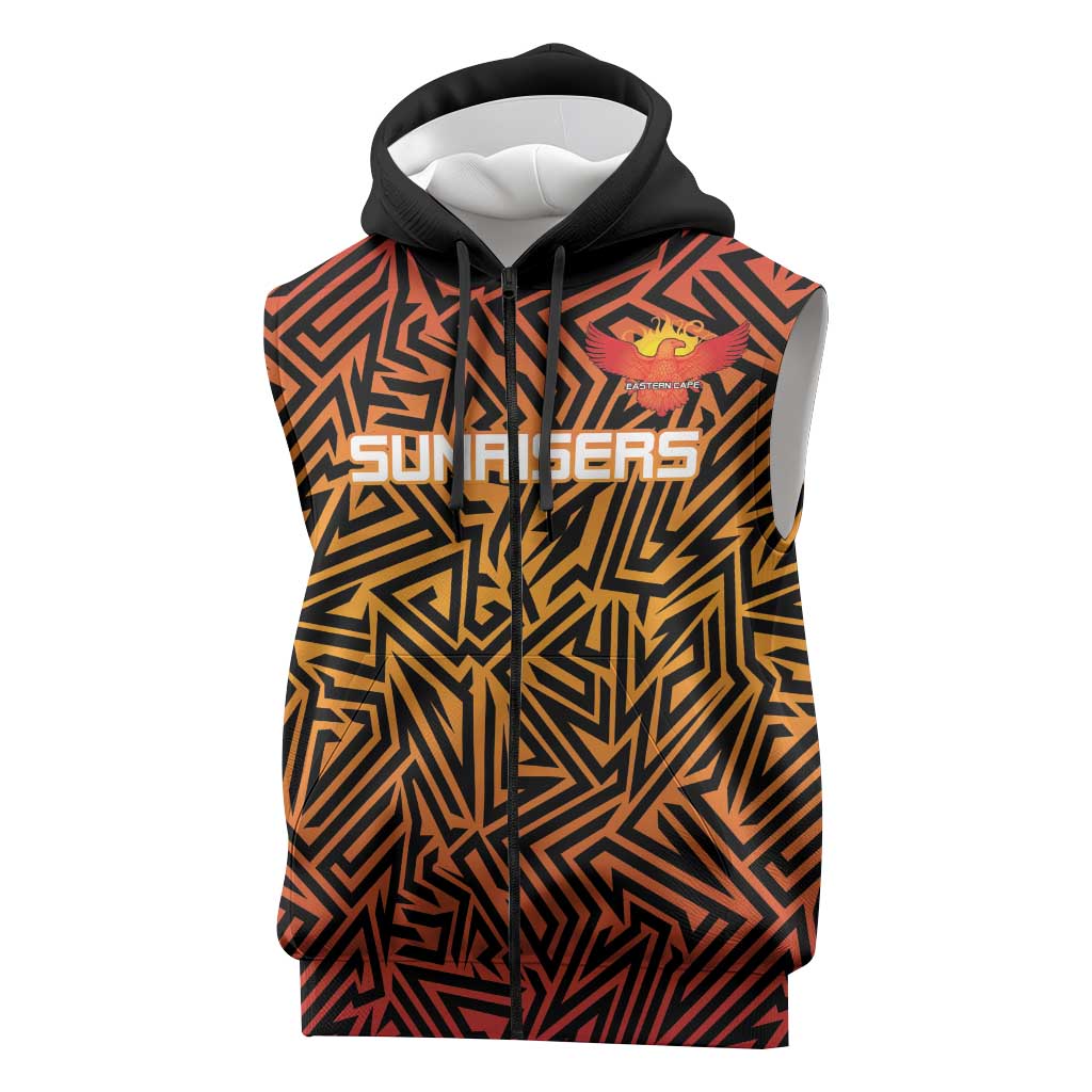 Custom Afro South Africa Cricket Sleeveless Zip Hoodie Eastern Cape - Go Sunrisers - African Pride
