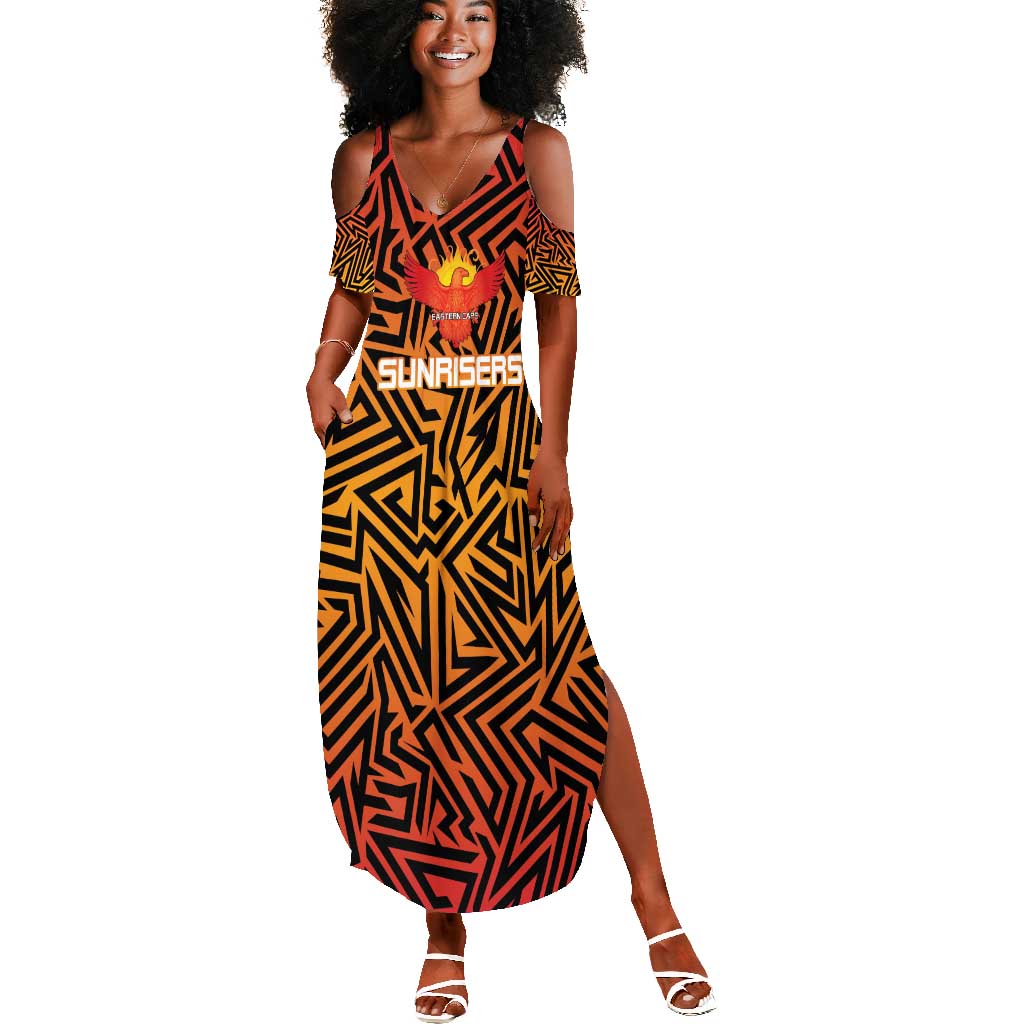 Custom Afro South Africa Cricket Summer Maxi Dress Eastern Cape - Go Sunrisers