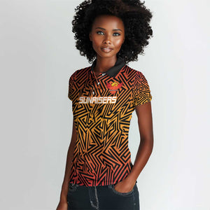 Custom Afro South Africa Cricket Women Polo Shirt Eastern Cape - Go Sunrisers