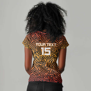 Custom Afro South Africa Cricket Women V-Neck T-Shirt Eastern Cape - Go Sunrisers